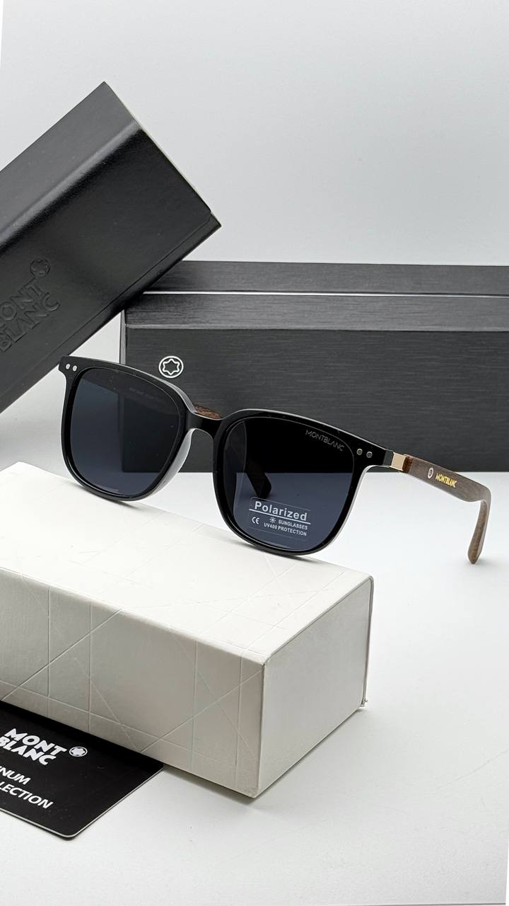 عینک افتابی دسته چوب مونت بلانک لنز uv400و پلاریزه قیمت :۵۸۰ت